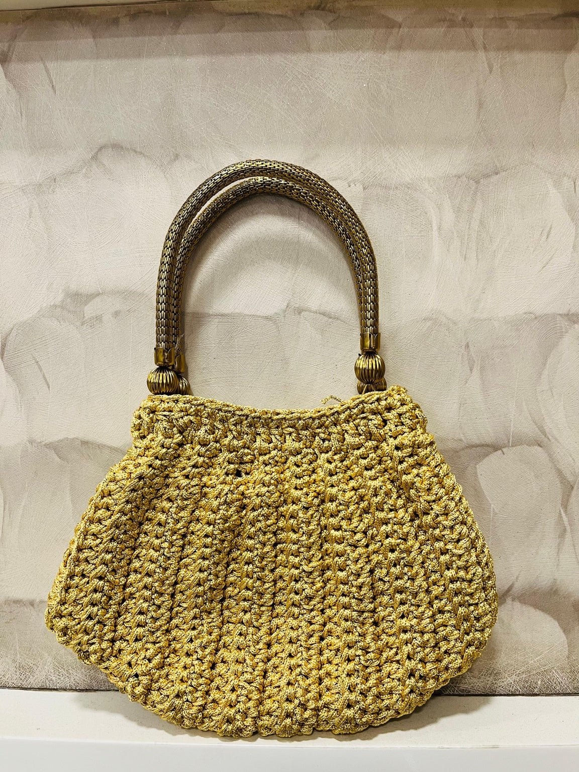 Handmade Crochet Handbag | Boho Golden Sling Bag – Womens Bag on Brown Living™. SKU: CGB-M-18. Img 2.
