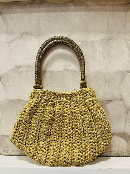 Handmade Crochet Handbag | Boho Golden Sling Bag – Womens Bag on Brown Living™. SKU: CGB-M-18. Img 2.