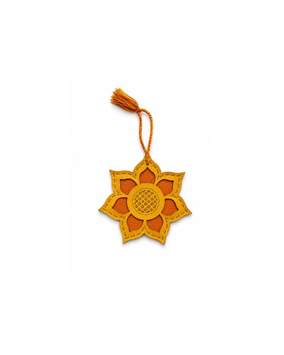 Handmade Decorative Dangler | Sunflower, Saraswati & Lakshmi Motif – Home Decor on Brown Living™. SKU: CD033C. Img 1.