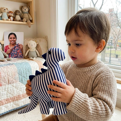 Handmade Dinosaur Soft Toy | Sustainable, Upcycled Fabric Plush – Soft Toy on Brown Living™. SKU: 122000029115. Img 4.