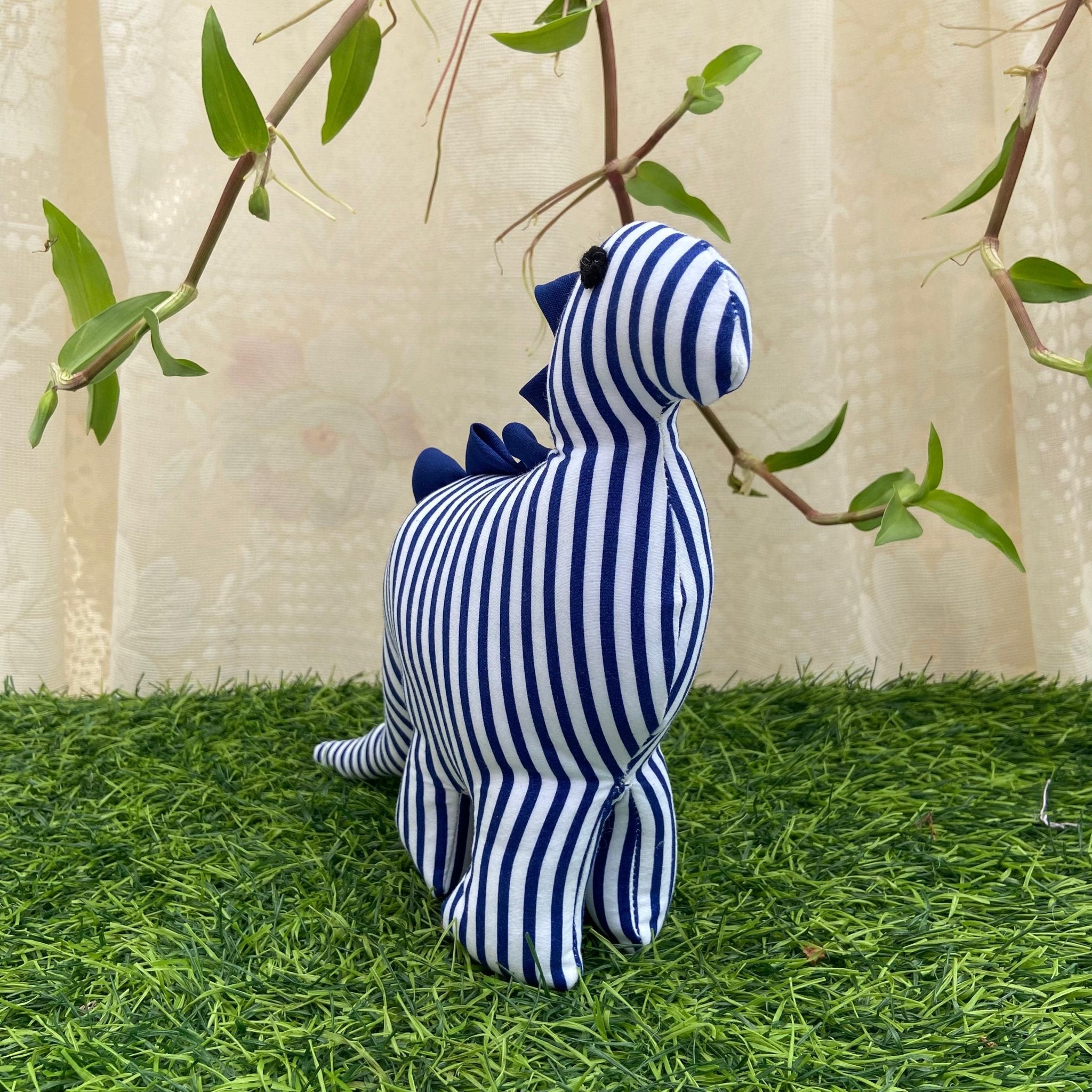 Handmade Dinosaur Soft Toy | Sustainable, Upcycled Fabric Plush – Soft Toy by Aftertaste available on Brown Living™. . SKU: 122000029115. Img 3.