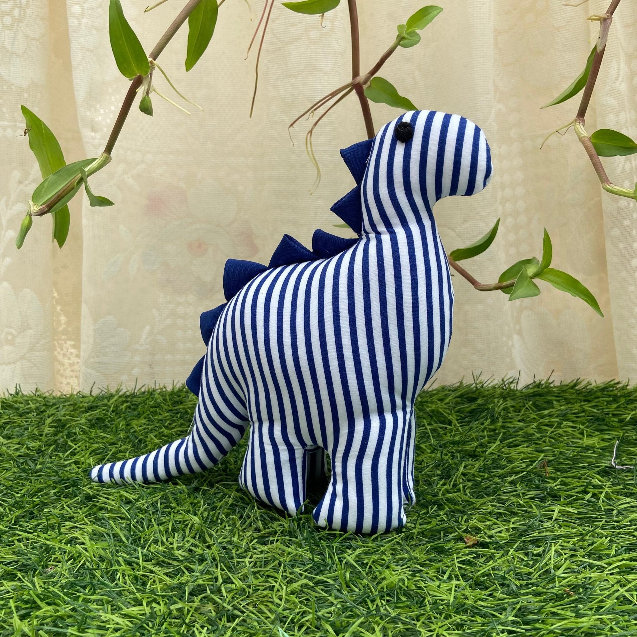 Handmade Dinosaur Soft Toy | Sustainable, Upcycled Fabric Plush – Soft Toy by Aftertaste available on Brown Living™. . SKU: 122000029115. Img 2.