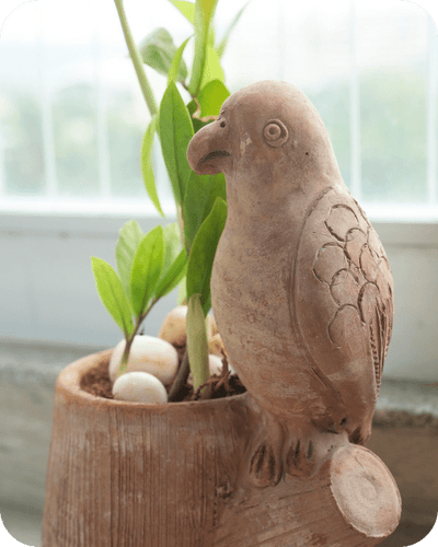 Handmade Earthen Planter – Parrot with Vibrant Wings – Pots & Planters on Brown Living™. SKU: A0_plt_0019. Img 2.