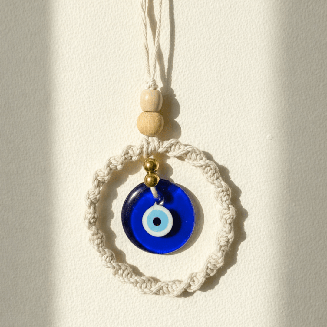 Handmade Evil Eye Car Hanging Charm Protective Rearview Decor – Decor & Artefacts on Brown Living™. SKU: EECC003. Img 2.