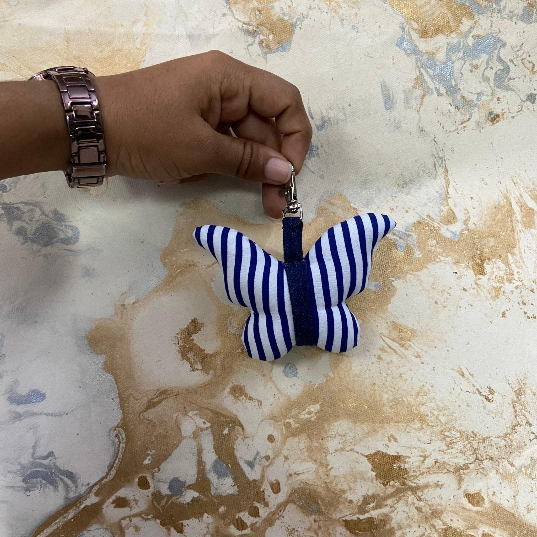 Handmade Fabric Charm (Butterfly) | Upcycled, Lucky & Artistic – Womens Charms & Pendants by Aftertaste available on Brown Living™. . SKU: 124000142035. Img 2.