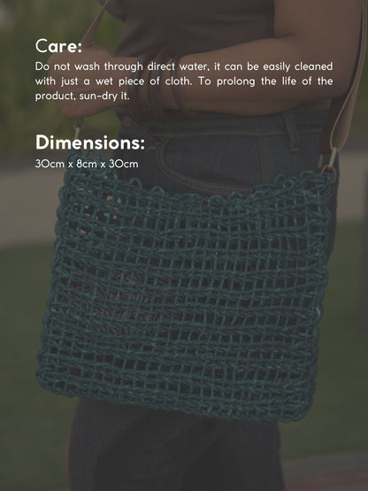 Handmade FlexiCarry Mesh Tote – Adjustable, Lightweight & Eco - Friendly – Tote Bag by Kadam Haat available on Brown Living™. Indigo . SKU: BSFB41ING. Img 5.