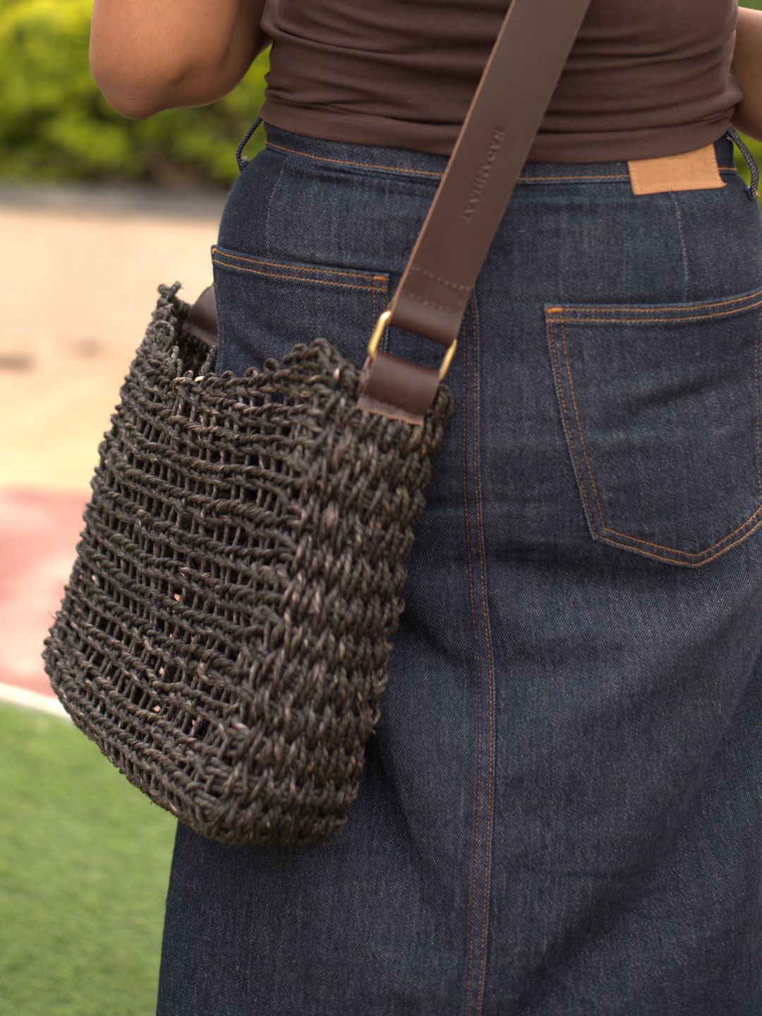 Handmade FlexiCarry Mesh Tote – Adjustable, Lightweight & Eco - Friendly – Tote Bag by Kadam Haat available on Brown Living™. Indigo . SKU: BSFB41ING. Img 3.