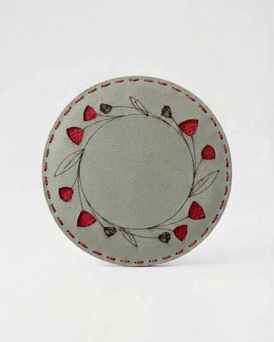 Handmade Floral Coaster – Upcycled Rexine – Coasters on Brown Living™. SKU: COT32A. Img 7.