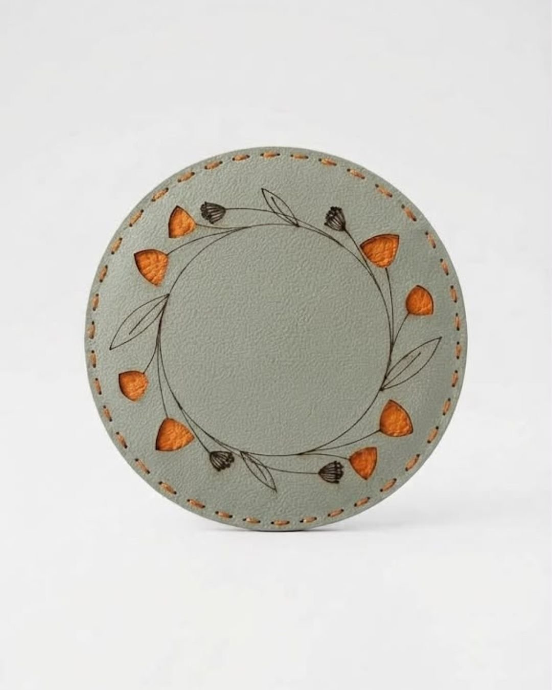 Handmade Floral Coaster – Upcycled Rexine – Coasters on Brown Living™. SKU: COT32R. Img 5.