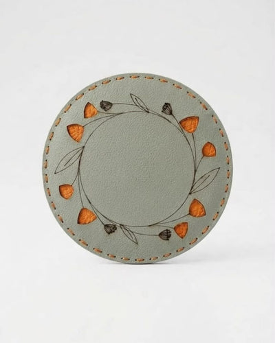 Handmade Floral Coaster – Upcycled Rexine – Coasters on Brown Living™. SKU: COT32R. Img 5.