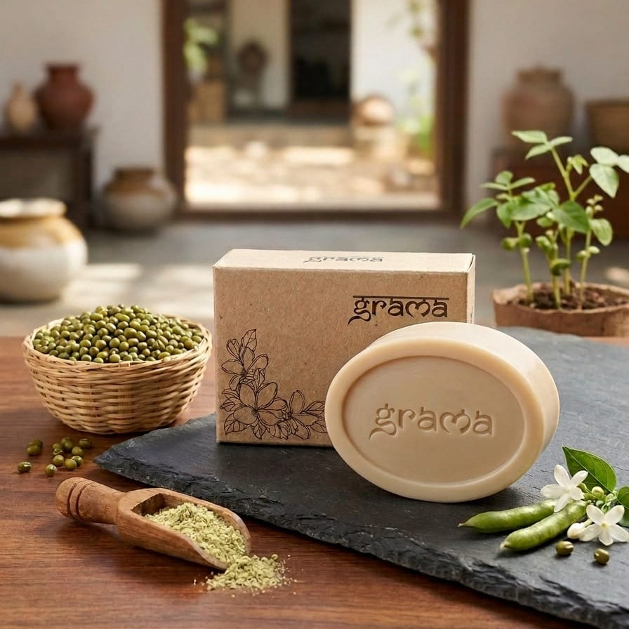 Handmade Green Gram Soap, 125g | Pack of 2 & 3 (Hot Process) – Body Soap on Brown Living™. SKU: greengram2. Img 7.