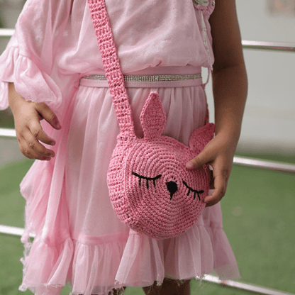 Handmade Hello Kitty Pink Crochet Bag – Kids Bags on Brown Living™. SKU: SARKID08. Img 3.