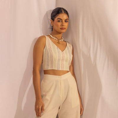 Handmade Kantha Crop Top – Sustainable Quilted Cotton Wear – Womens Top on Brown Living™. SKU: HOA - KAN - 112n. Img 3.