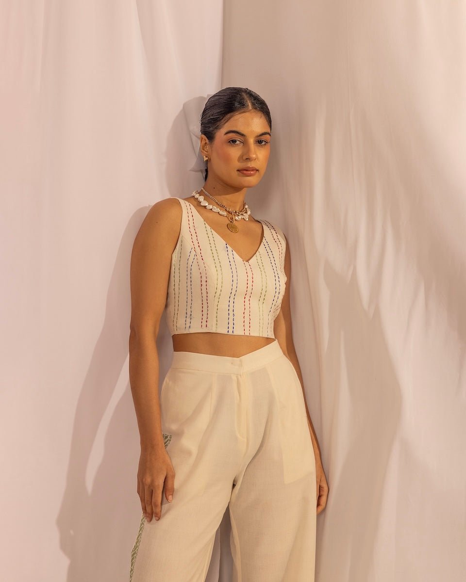 Handmade Kantha Crop Top – Sustainable Quilted Cotton Wear – Womens Top by House Of Ara available on Brown Living™. . SKU: HOA - KAN - 105. Img 3.