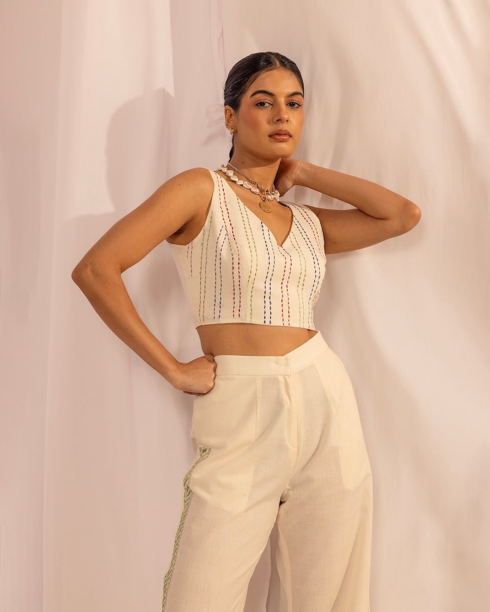 Handmade Kantha Crop Top – Sustainable Quilted Cotton Wear – Womens Top by House Of Ara available on Brown Living™. . SKU: HOA - KAN - 105. Img 1.
