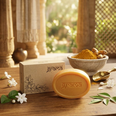 Handmade Kasthuri Manjal Soap 125 g| Pack of 2 & 3 (Hot Process ) – Body Soap on Brown Living™. SKU: kasthurimanjal2. Img 7.