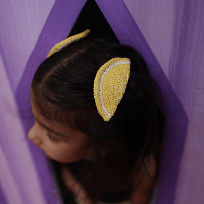 Handmade Lemon Crochet Hairclip (Set of 2) – Womens Accessories on Brown Living™. SKU: SARKID13. Img 4.