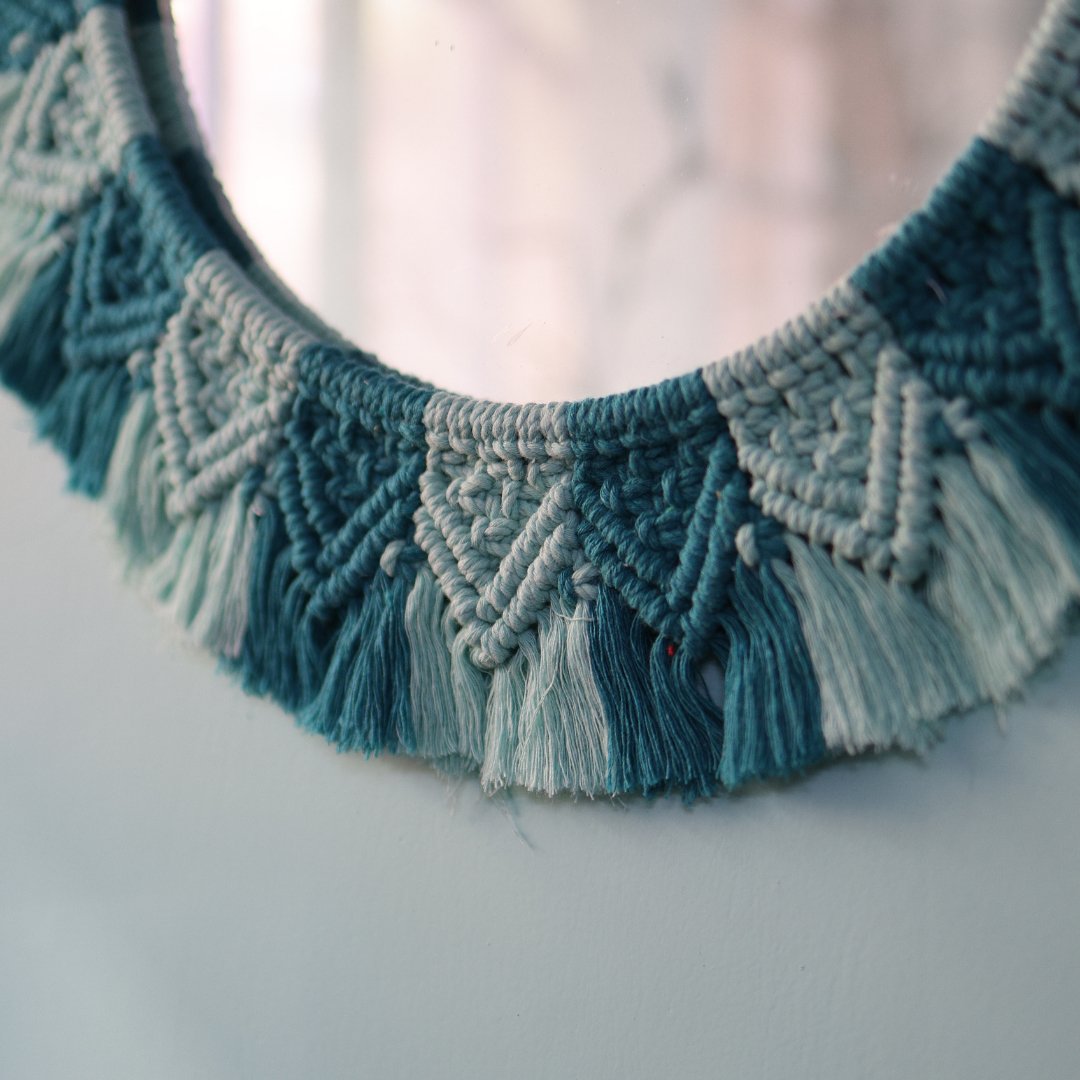 Handmade Macrame Aqua - Teal Mirror | Verified Sustainable by Brown Living™