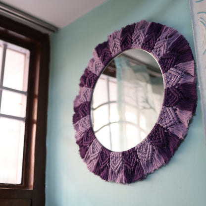 Handmade Macrame Purple and Lavender Mirror | Verified Sustainable by Brown Living™