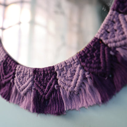 Handmade Macrame Purple and Lavender Mirror | Verified Sustainable by Brown Living™