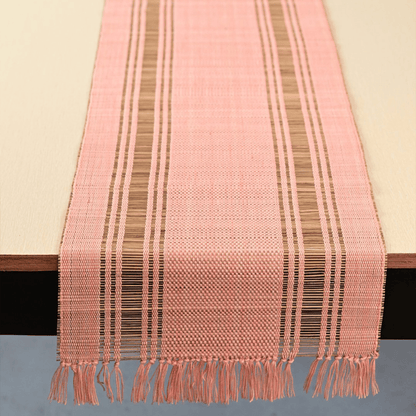 Handmade Madurkathi Table Runner | Sustainable Dining Décor – Table Linens on Brown Living™. SKU: MDTR1355PCH. Img 12.