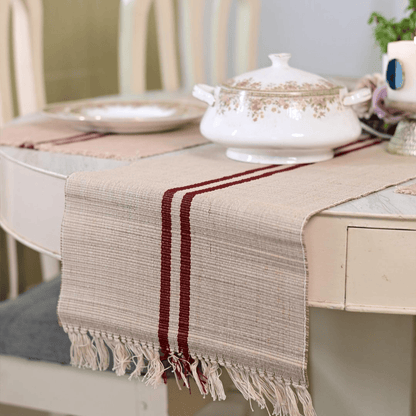 Handmade Madurkathi Table Runner | Sustainable Dining Décor – Table Linens on Brown Living™. SKU: MDTR1355VLS. Img 16.