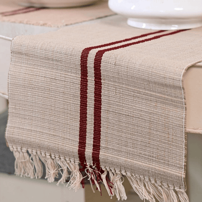 Handmade Madurkathi Table Runner | Sustainable Dining Décor – Table Linens on Brown Living™. SKU: MDTR1372VLS. Img 15.