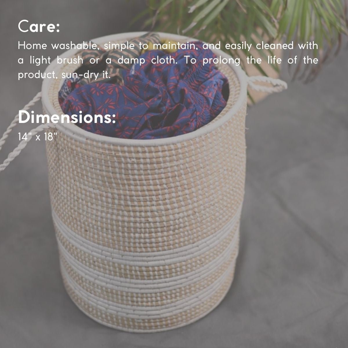 Handmade Moonj Grass Laundry Basket - White - Line | Verified Sustainable by Brown Living™