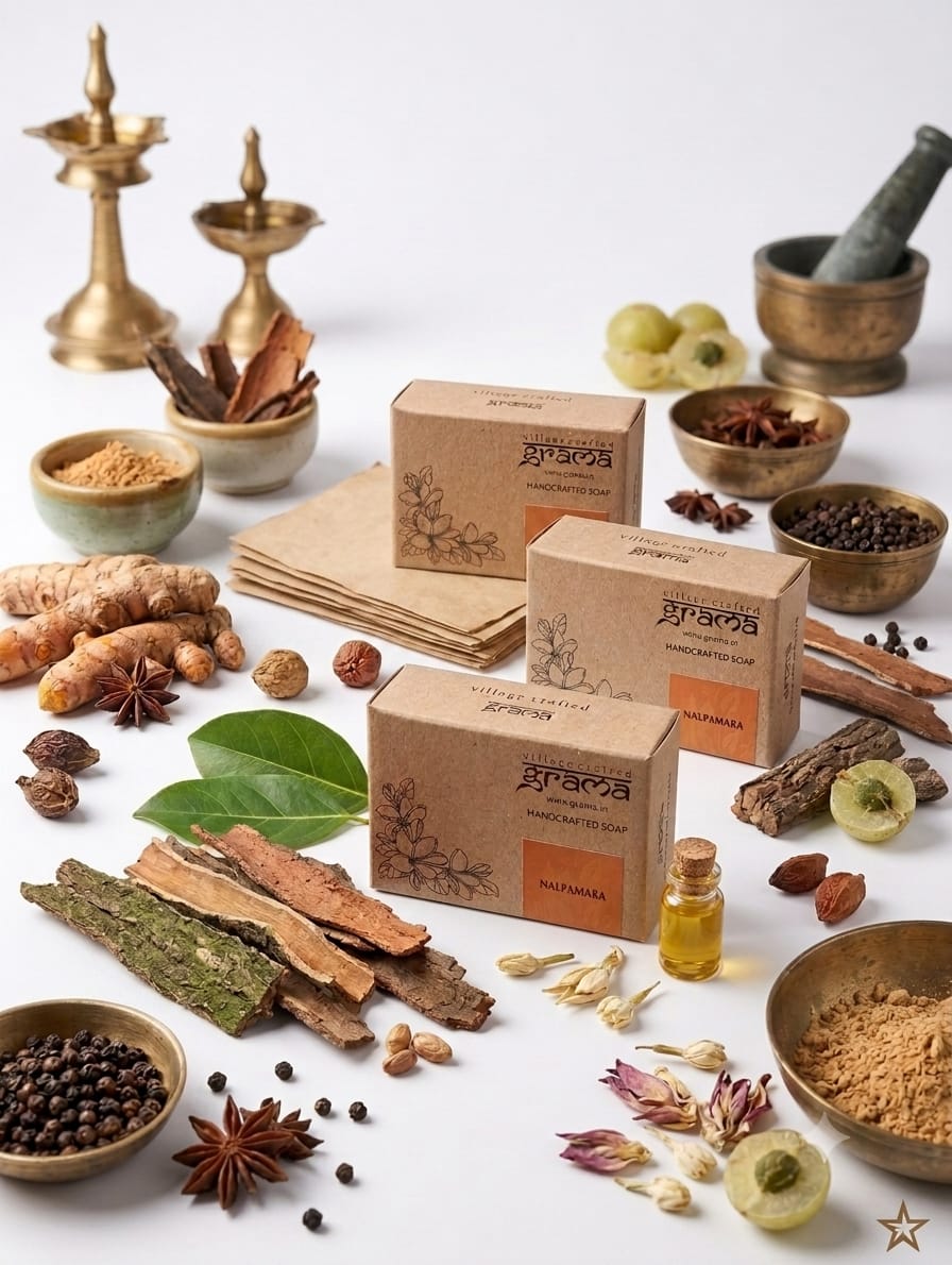 Handmade Nalpamara Soap, 125g | Pack of 2 & 3 ( Hot Process ) – Body Soap on Brown Living™. SKU: nalpamara3. Img 9.