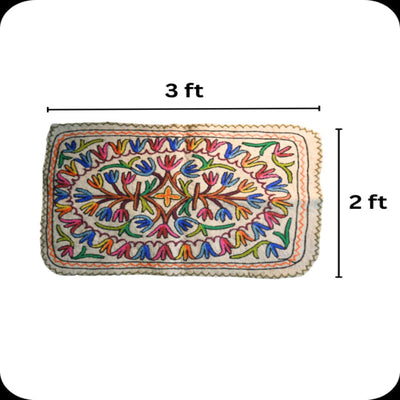 Handmade Namda Accent Rug | Kashmiri Wool Felt & Embroidered Carpet – Mats & Rugs on Brown Living™. SKU: b0_rug_0207. Img 4.
