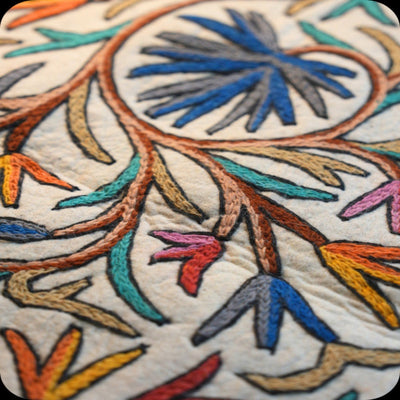 Handmade Namda Accent Rug | Kashmiri Wool Felt & Embroidered Carpet – Mats & Rugs on Brown Living™. SKU: b0_rug_0216. Img 21.