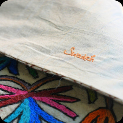 Handmade Namda Accent Rug | Kashmiri Wool Felt & Embroidered Carpet – Mats & Rugs on Brown Living™. SKU: b0_rug_0216. Img 15.