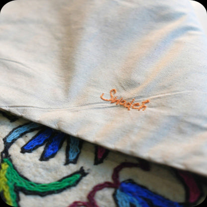 Handmade Namda Accent Rug | Kashmiri Wool Felt & Embroidered Carpet – Mats & Rugs on Brown Living™. SKU: b0_rug_0216. Img 19.