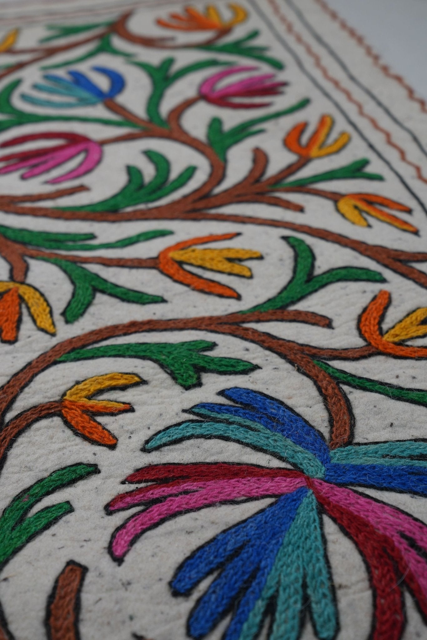 Handmade Namda Bedside Runner | Kashmiri Wool Felt Rug – Mats & Rugs on Brown Living™. SKU: b0_rug_0032. Img 19.