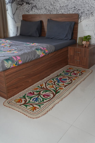 Handmade Namda Bedside Runner | Kashmiri Wool Felt Rug – Mats & Rugs on Brown Living™. SKU: b0_rug_0039. Img 20.