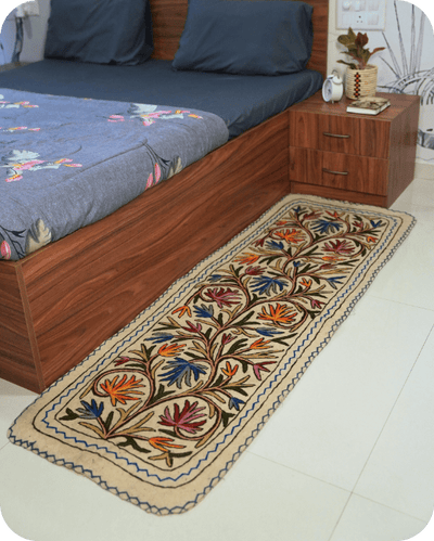 Handmade Namda Bedside Runner | Kashmiri Wool Felt Rug – Mats & Rugs on Brown Living™. SKU: b0_rug_0185. Img 34.