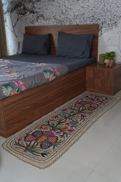 Handmade Namda Bedside Runner | Kashmiri Wool Felt Rug – Mats & Rugs on Brown Living™. SKU: b0_rug_0237. Img 26.