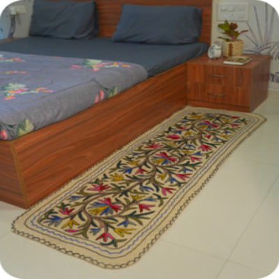 Handmade Namda Bedside Runner | Kashmiri Wool Felt Rug – Mats & Rugs on Brown Living™. SKU: b0_rug_0172. Img 1.