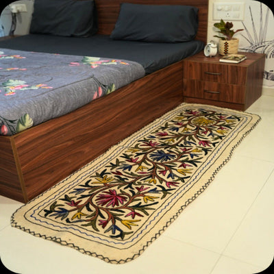 Handmade Namda Bedside Runner | Kashmiri Wool Felt Rug – Mats & Rugs on Brown Living™. SKU: b0_rug_0179. Img 4.