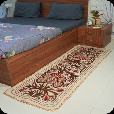 Handmade Namda Bedside Runner | Kashmiri Wool Felt Rug – Mats & Rugs on Brown Living™. SKU: b0_rug_0182. Img 7.