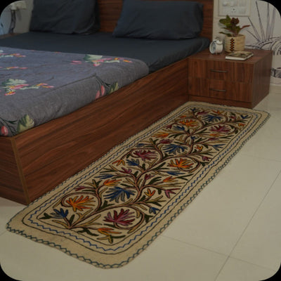 Handmade Namda Bedside Runner | Kashmiri Wool Felt Rug – Mats & Rugs on Brown Living™. SKU: b0_rug_0208. Img 10.