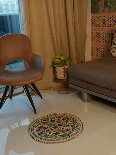 Handmade Namda Round Rug | 2 Iinch – Mats & Rugs on Brown Living™. SKU: b0_rug_0095. Img 11.