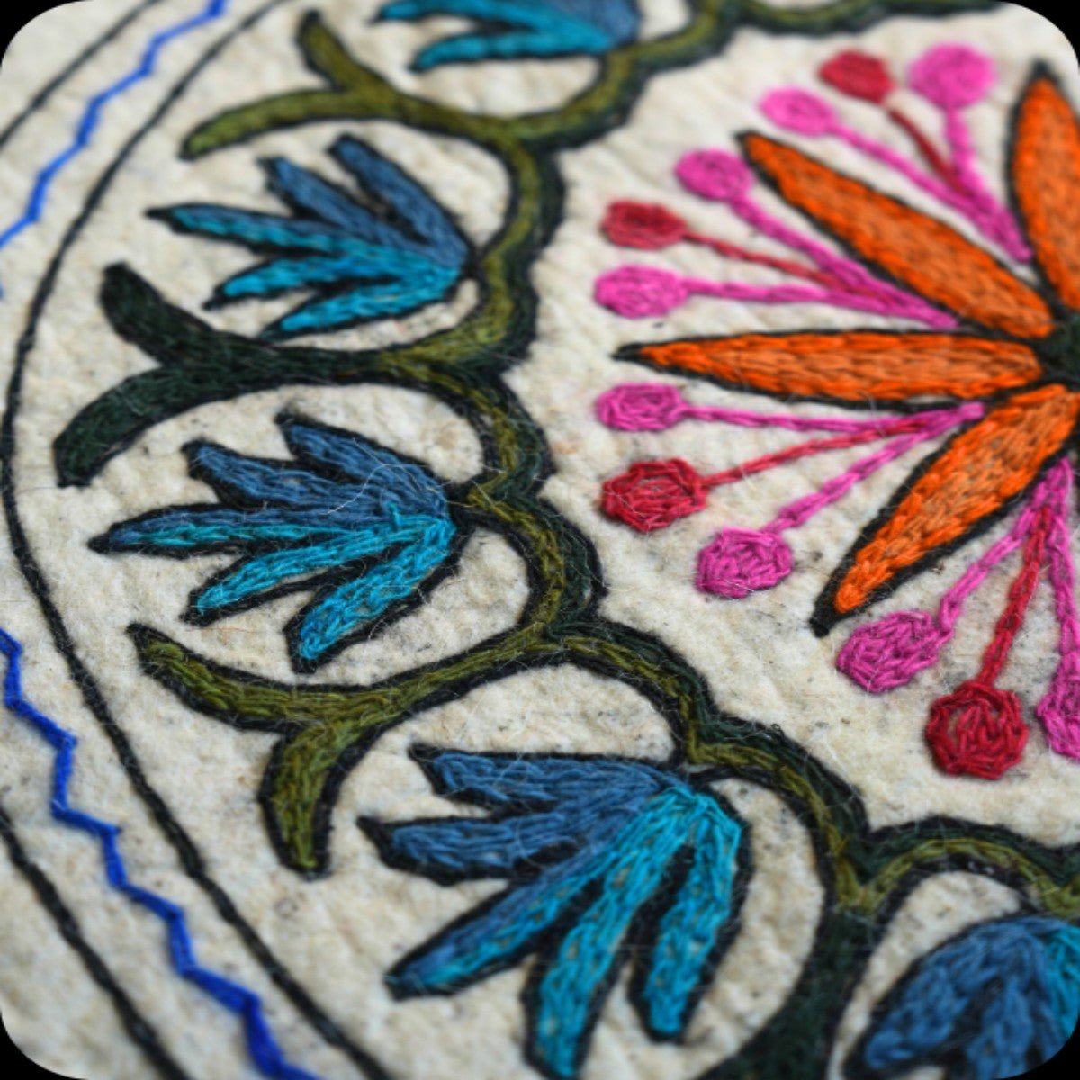 Handmade Namda Round Rug | 2 Iinch – Mats & Rugs on Brown Living™. SKU: b0_rug_0190. Img 7.