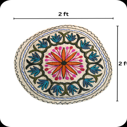 Handmade Namda Round Rug | 2 Iinch – Mats & Rugs on Brown Living™. SKU: b0_rug_0218. Img 4.