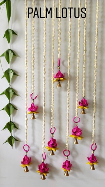 Handmade Palm Leaf Lotus Hanging I Diwali Decoration I Set of 2 | Verified Sustainable by Brown Living™