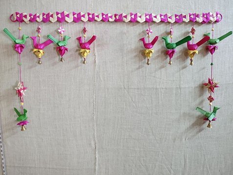 Handmade Palm Leaf Parrot Bandhanwar I Diwali Decoration I Single | Verified Sustainable by Brown Living™