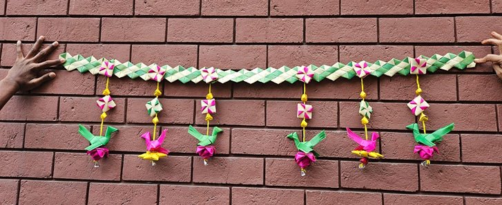 Handmade Palm Leaf Parrot Bandhanwar I Diwali Decoration I Single | Verified Sustainable Home Decor on Brown Living™