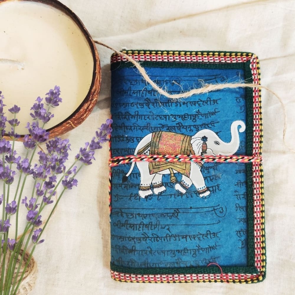 Handmade Recycled Paper Bahi Khata Journal Traditional – Stationary on Brown Living™. SKU: OEP246. Img 2.