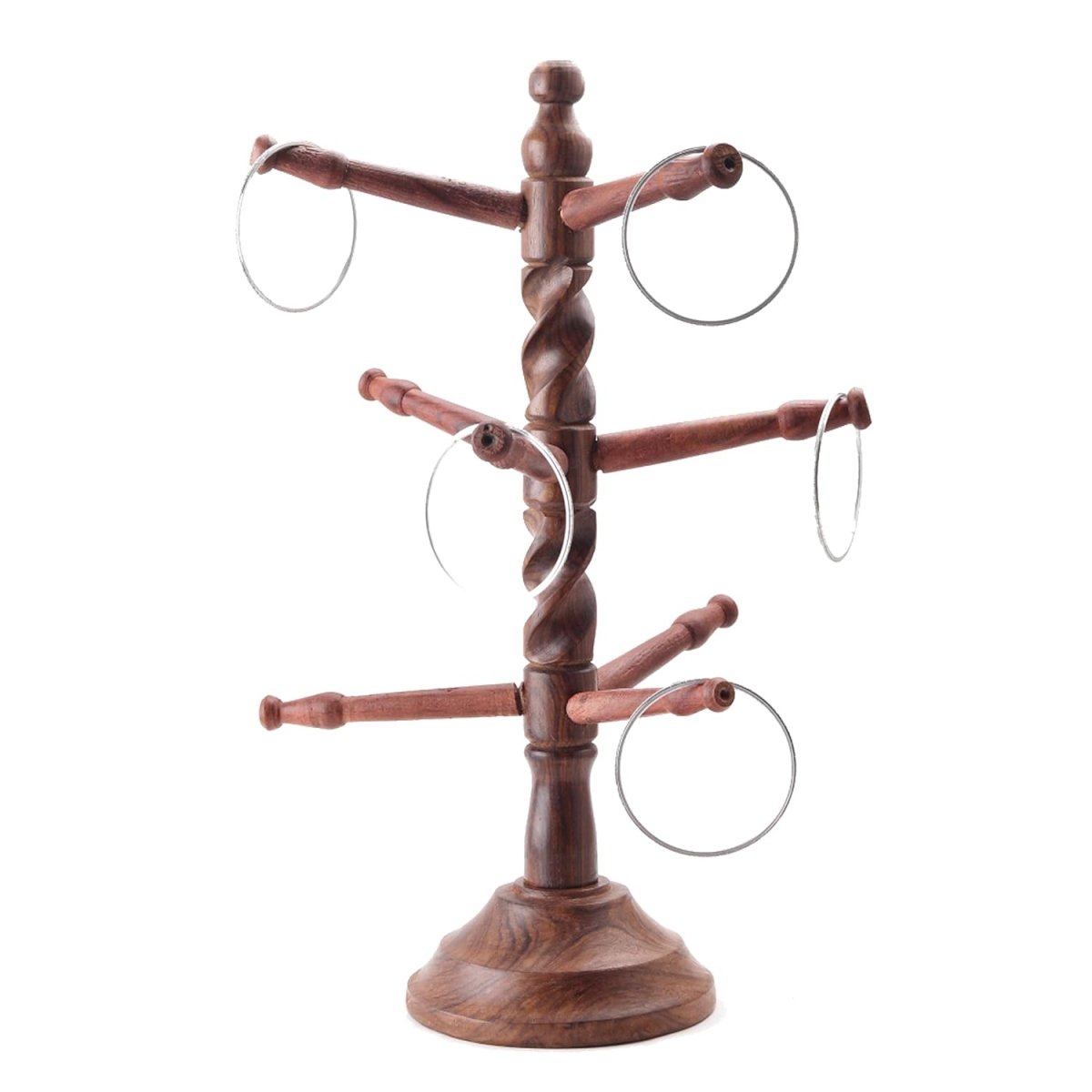Handmade Rosewood Tree Shape Bangle Holder | Jewellery Stand – Organizers by ShrijiCrafts available on Brown Living™. . SKU: 1232. Img 3.