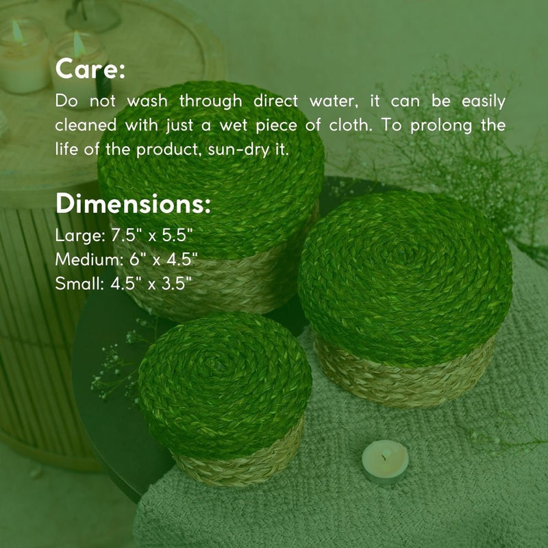 Handmade Sabai Gift Box- Green | Set of 3 | Verified Sustainable Baskets & Boxes on Brown Living™